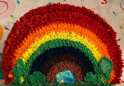 Rainbow Frosted Cake